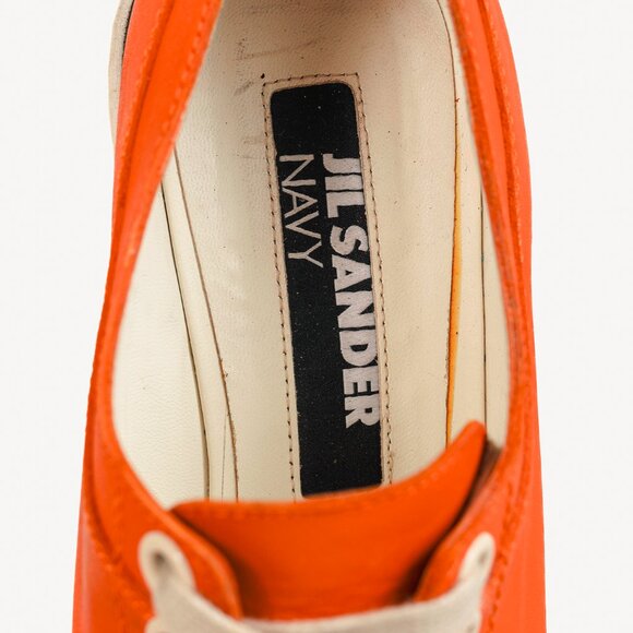 Jil Sander Navy SS/12 Orange Leather Lace-Up Platforms - Picture 8 of 8